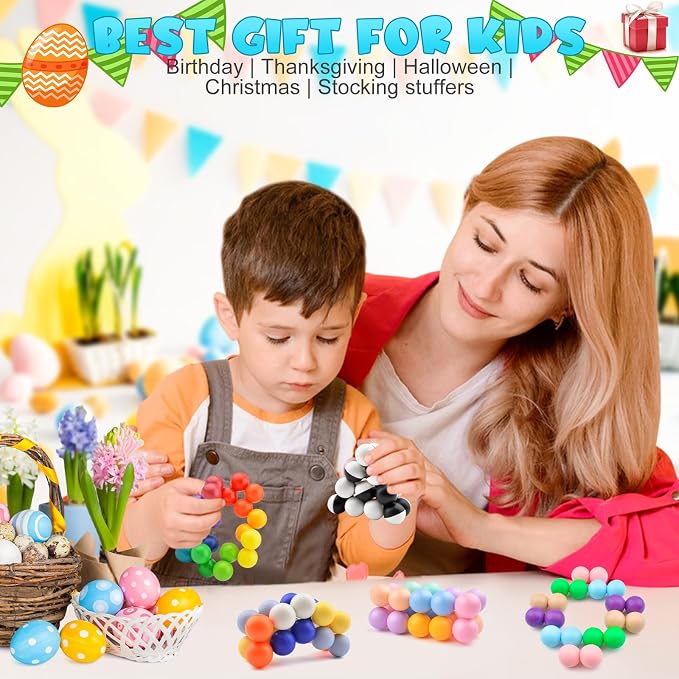 Yrissmiss 2PCS Sensory Fidget Toys for Adults Kids Teens, Stress Balls ADHD Tools Autism Toys ,Travel Toys for Ages 3+ Easter Basket Stuffers Gifts for Kids Boys Girls I