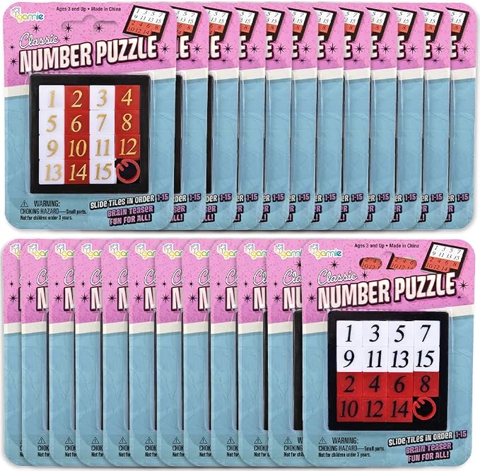 Gamie Slide Puzzles for Kids – Set of 24 Pocket-Sized Hand Puzzle Games, Educational Number Slide Puzzles, Great Party Favors, Goodie Bag Stuffers, Teacher Rewards, and Learning Toys