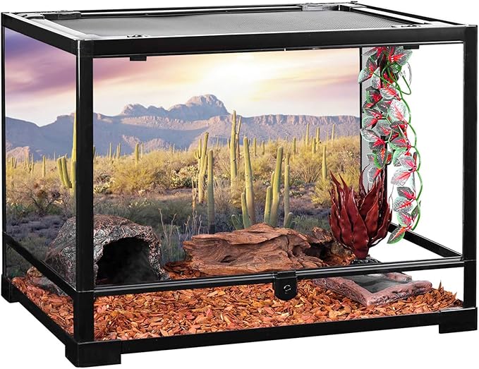 AWERT Reptile Habitat Background Blue Sky Oasis Mountain Cactus Sun and Desert Terrarium Background 72x18 inches