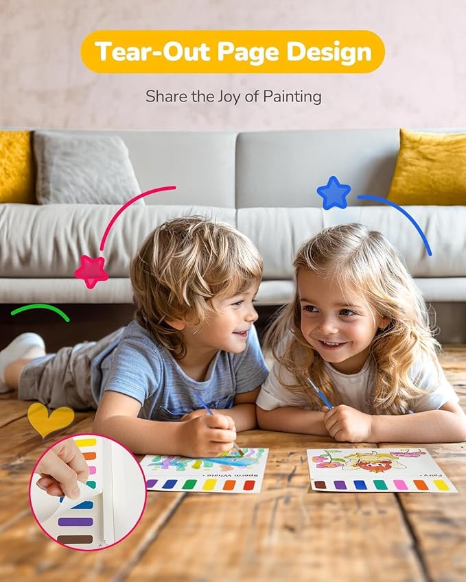 TECJOE 3 Pack Paint with Water Coloring Books for Toddlers, Mess Free Watercolor Painting Set with 6 Brushes, Travel Art Craft Activities Toys Birthday Gifts for Kids Ages 3-8, Forest, Sea & Princess | Thick Watercolor Paper With 6 Brushes, Mess Free T...