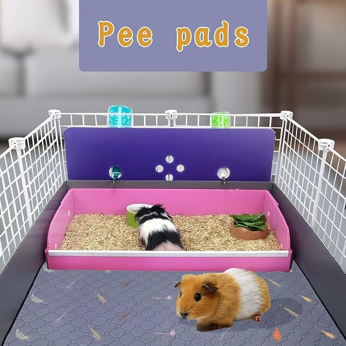 2Pcs Guinea Pig Cage Liners,Guinea Pig Fleece Cage Liners24''X24'' Super Absorbent Washable Pee Pads Reusable for Rabbit Hamster Chinchilla