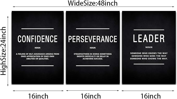 HUADO Motivational Canvas Wall Art, Leader Confidence Perseverance Office Wall