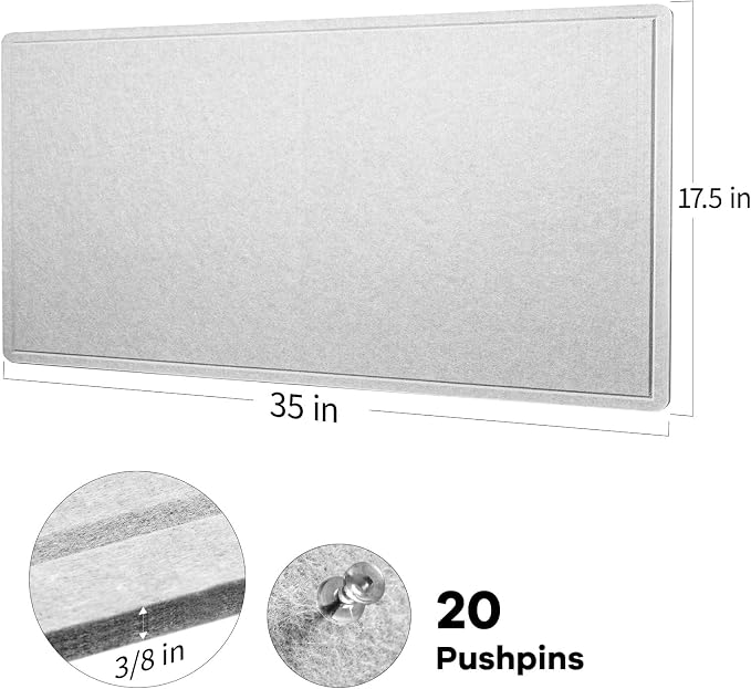 Lightomorrow Bulletin Board, 35 x 17 1/2 inches Felt Board