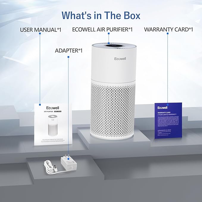 Air Purifiers for Home Large Room Cover 1640 sq.ft, Air Purifiers for Bedroom H13 True HEPA Filter Air Cleaner to Removes 99.97% Mold Pollen Smoke Pet Dander Dust Odor, ECOWELL Model: EAP360