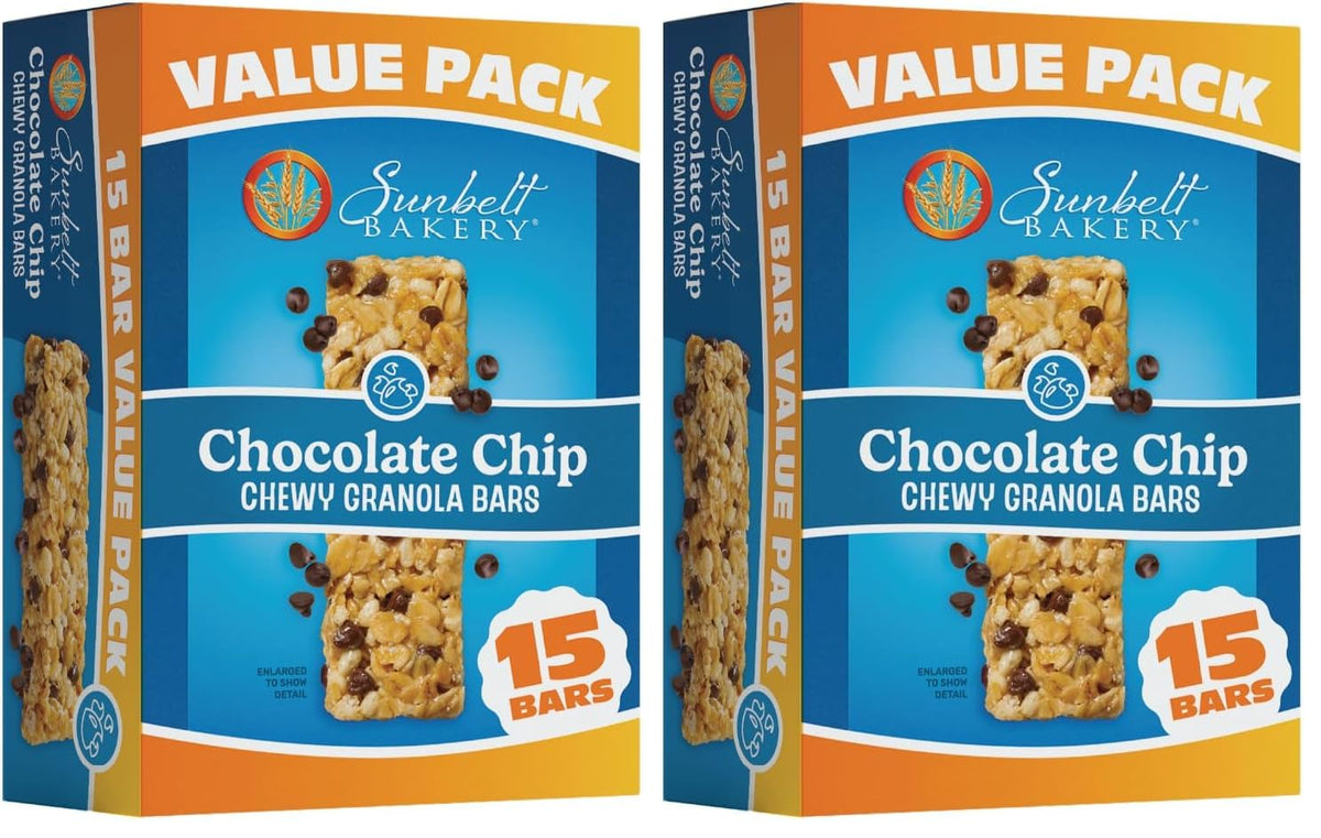 Sunbelt Bakery Chewy Chocolate Chip Granola Bars, 1.1 oz Bars, 15 Count