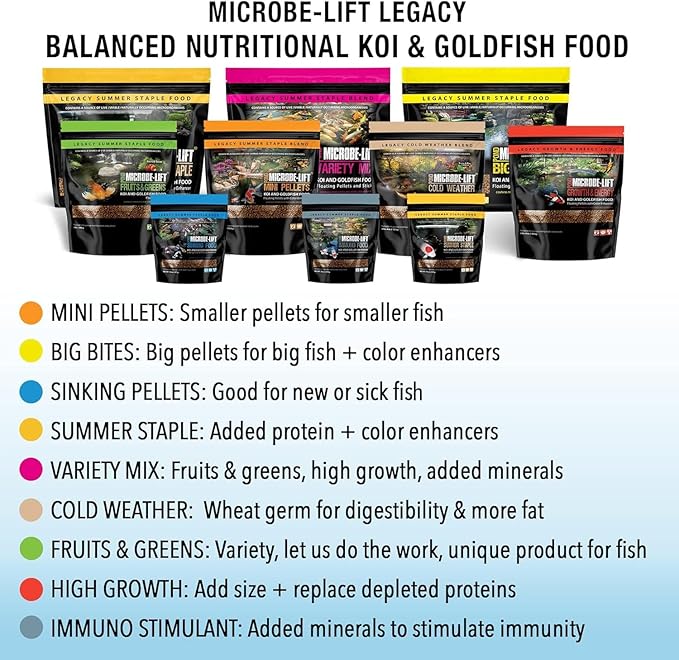 MICROBE-LIFT MLLWGLG Cold Weather Floating Fish Food Pellets with Wheat Germ for Ponds, Water Gardens, and Fountains, for Live Goldfish and Koi, 5.25 Pounds