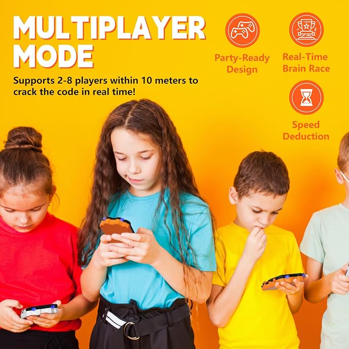 Electronic Mastermind Game, 10,000+ Logic Challenges for 1-8 Players | Handheld logic puzzle includes a clamp and supports solo or group play for kids and adults, at home or while traveling.