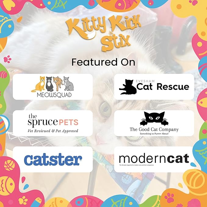 Catnip Kicker Toys โ 15" Set of 2, Durable Cat & Kitten Kick Sticks, 100% Fresh Catnip. Made in USA. Encourages Exercise & Play for Cats of All Breeds. Interactive Catnip Toy (Holiday Cats)