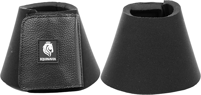 Equinavia Toki Bell Boots for Horses | Neoprene Overreach Boots - Black - L