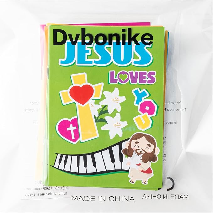 Dvbonike 48Pcs Jesus Loves You Coloring Books Religious DIY Color-in Pages | Bible Drawing Booklet Bulk, Christian Artwork, Holiday Activity, Sunday School Supplies, Classroom Rewards, Gift, for Kids