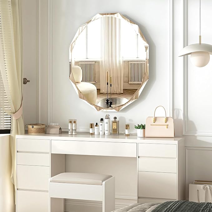 Bathroom Mirrors for Over Sink, Round Frameless Mirrors for Wall, 24x30 Inch