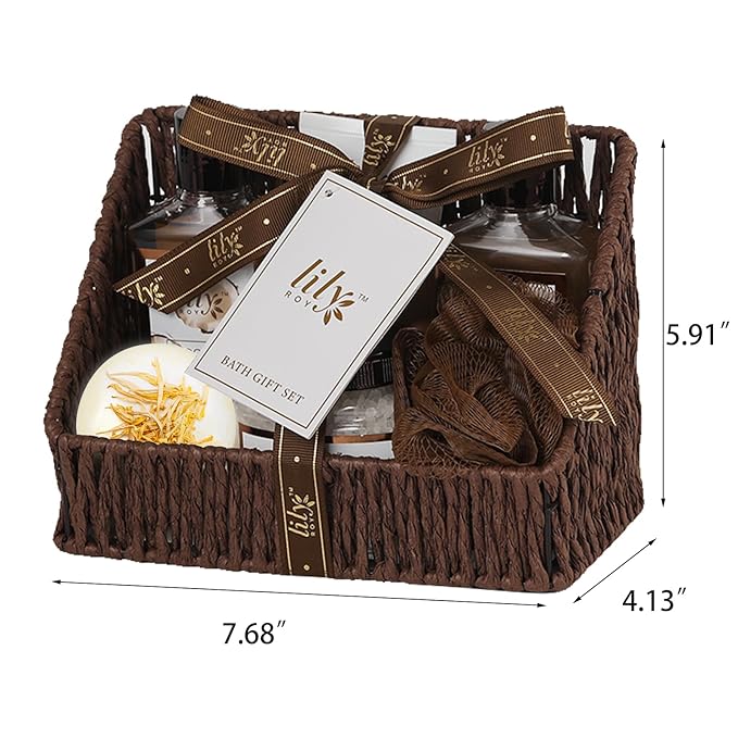 Christmas Gifts Bath and Body Gift Basket Set for Women & Men - 7Pcs Coconut Vanilla Spa Gift Basket Set for Women, Gift Set | Perfect Valentine's, Birthday, Mothers Day for Mom, Gift for All Occasion
