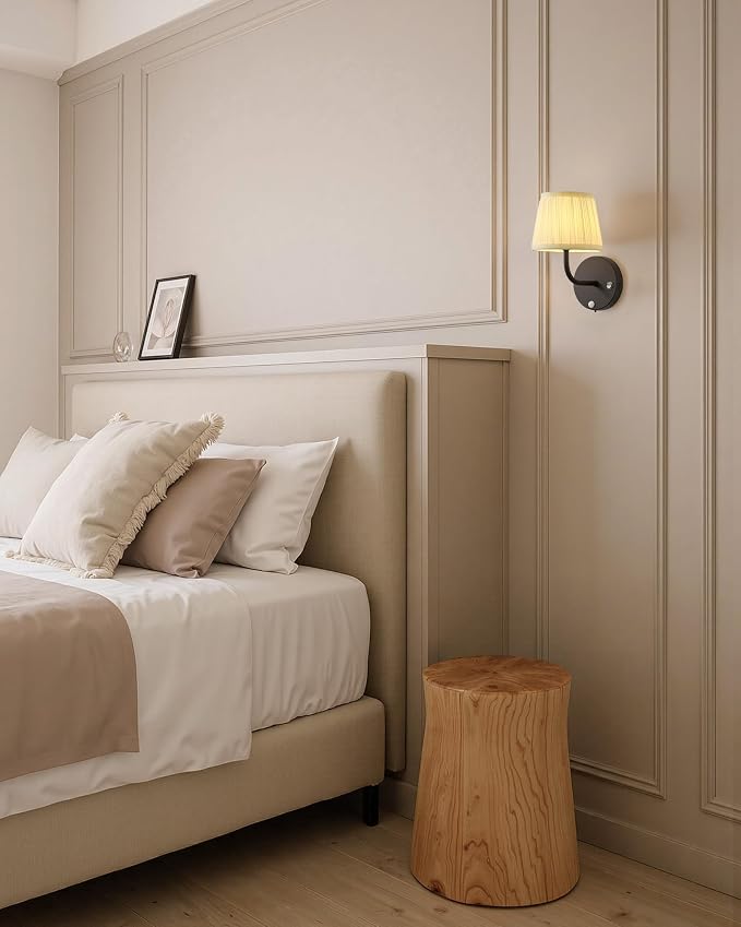 PUSU Motion Sensor Black H9.6 inch Small Wall Sconces Set of 2, LED Cordless