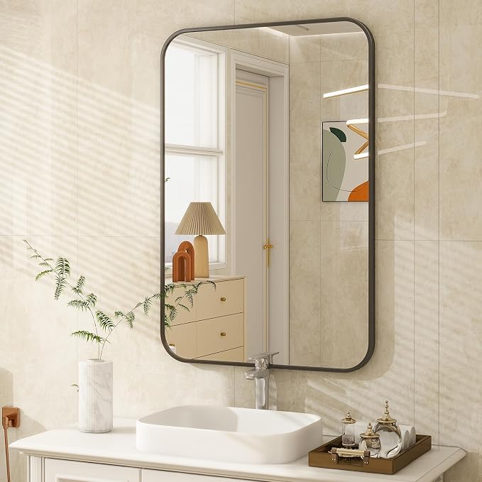 Easly 20 x 28 Inch Bathroom Mirror, Rounded Rectangular Vanity Mirror