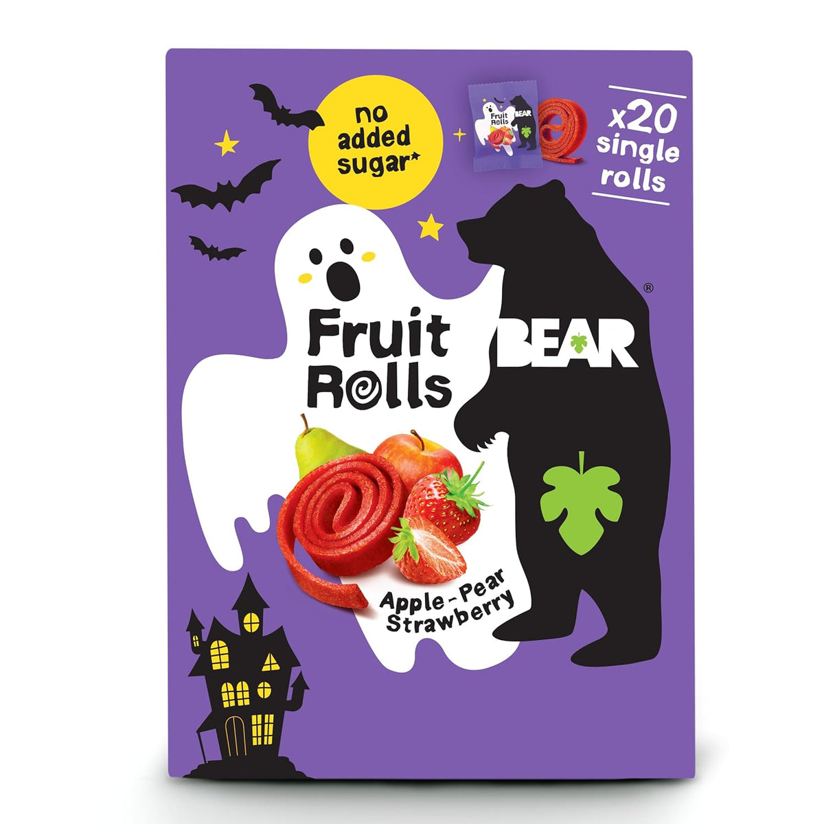BEAR Real Fruit Snack Rolls - Gluten Free, Vegan, and Non-GMO - Strawberry – 36 Rolls, Healthy School And Lunch Snacks For Kids And Adults, 0.7 Ounce (Pack of 18)