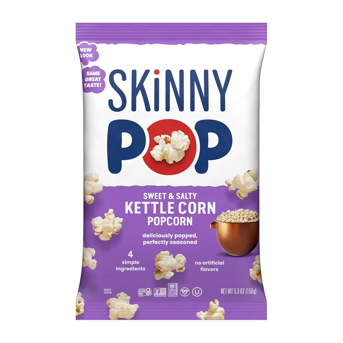 SkinnyPop Popcorn, Avocado Lime, Whole Grain Snack, Dairy-Free Snack, 4.4oz Bag