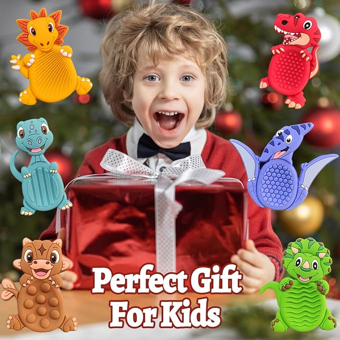 6pcs Dinosaur Sensory Fidget Stress Toys, Autism Calming Special Education Classroom Travel Essentials, Boy Girl Birthday Gifts Party Favor
