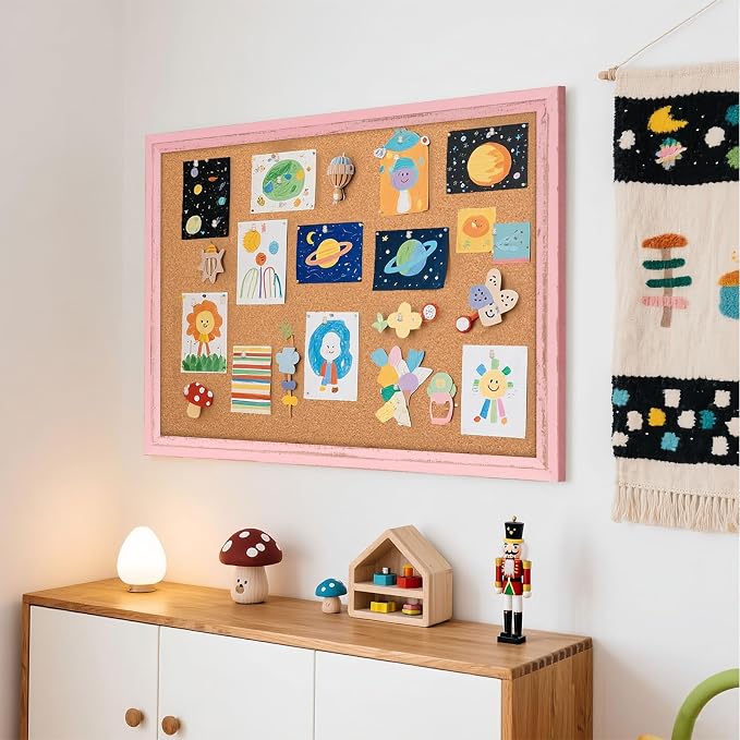 Cork Bulletin Board, Hanging Pin Board Tack Board