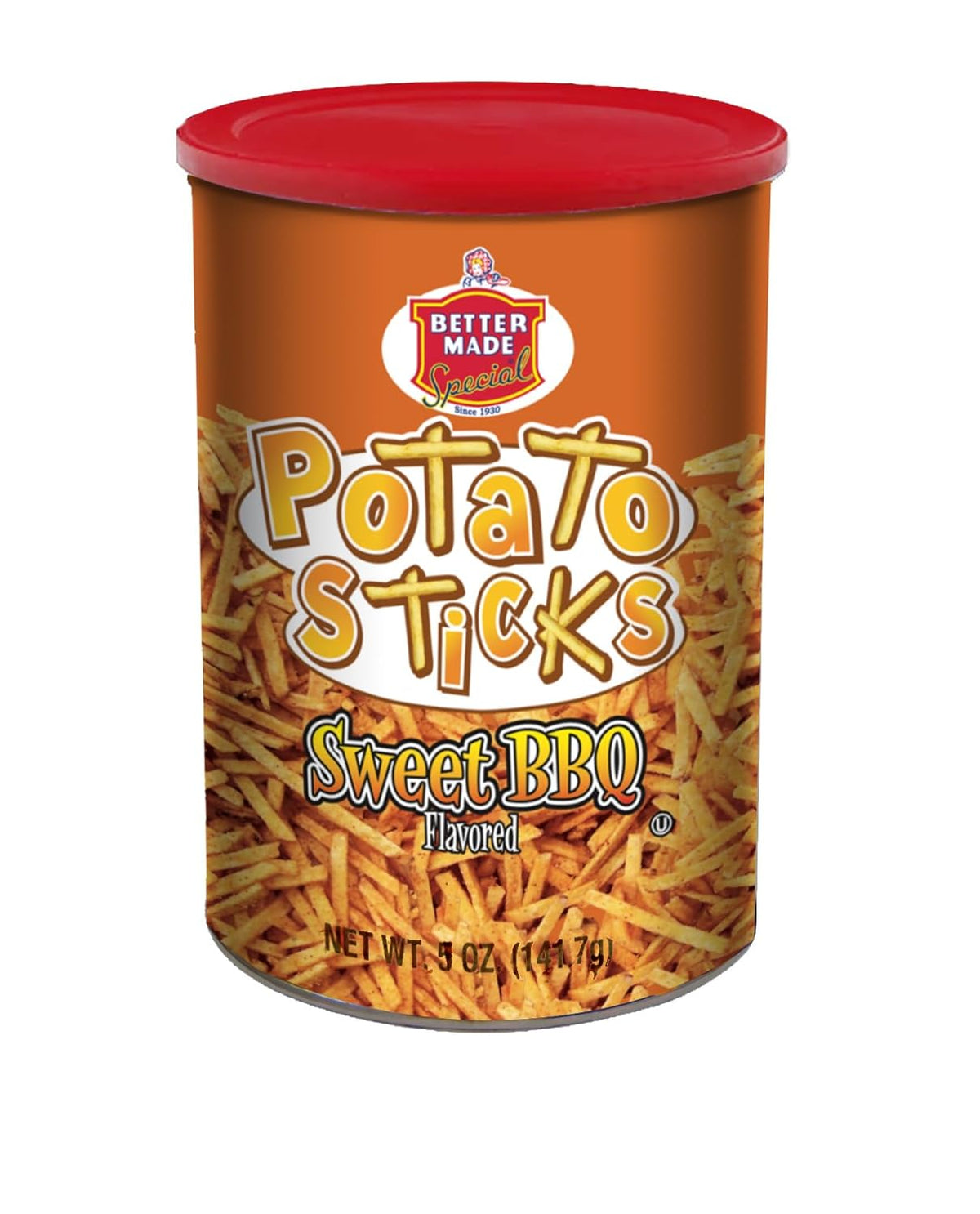 Better Made Potato Sticks 5oz Canister - Shoestring Potato Sticks - Gluten Free - Crunchy, Crispy Snack from Fresh Potatoes - Resealable Lid (Original, Single Can)