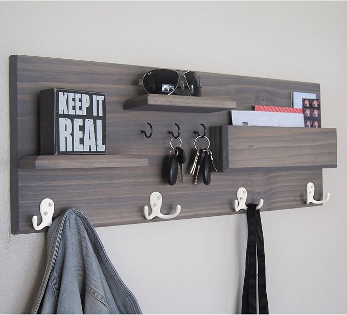 Homanu 10 Pack Coat Hooks, Heavy Duty Double Prong Coat Hooks Wall Mounted