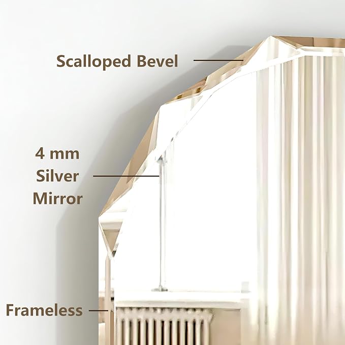 Bathroom Mirrors for Over Sink, Round Frameless Mirrors for Wall, 23.5x27.5