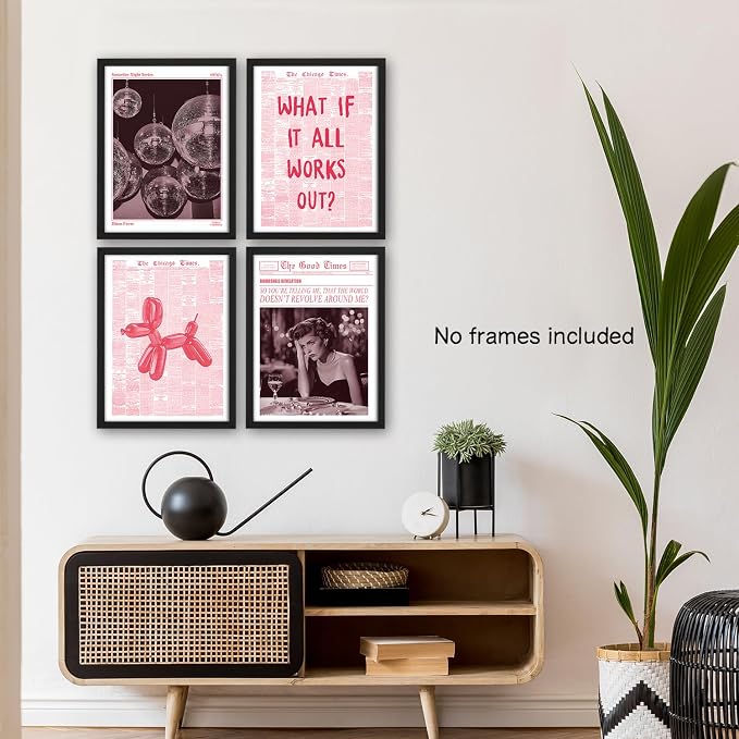 NaZaUK Trendy Preppy Retro Y2K Room Decor, Bar Cart Decor, 12x16 Prints