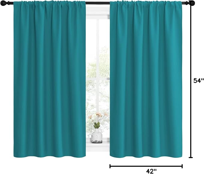 NICETOWN Peacock Blue Blackout Curtains Panels