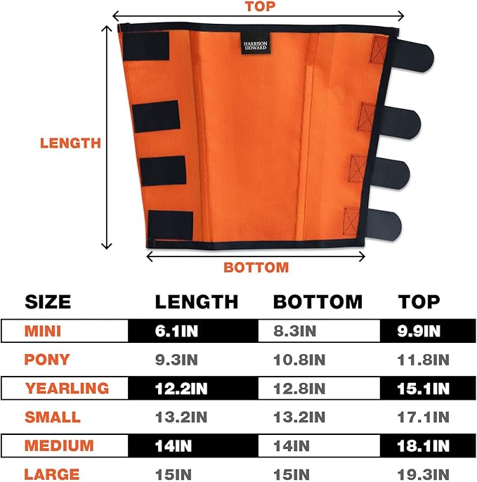 Harrison Howard Loose Fitting Fly Boots UV-Protective Extra Tough Mesh Ventilated Four Fasteners Stay-on Design Protect Horse Legs & Stomp-Reducing Set of 4 Orange Medium
