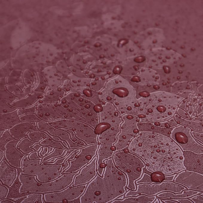 Erfoni 197"x17.7" Vintage Dark Red Wallpaper Thicken Floral Embossed Contact