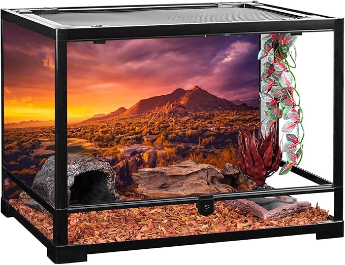 AWERT 36x20 inches Sun and Desert Terrarium Background Mountain Oasis Gobi Reptile Habitat Background Vinyl