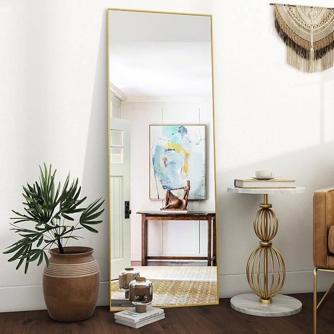 VooBang Mirror Full Length, Aluminum Alloy Frame Full Body Mirror, Standing