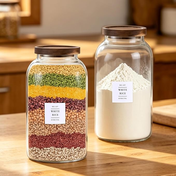 Large Glass Jar with Lid,(1Gallon/4000ML) Airtight Storage Container for Kitchen Countertop, Pantry, Coffee, Tea, Flour, Walnuts and Candy