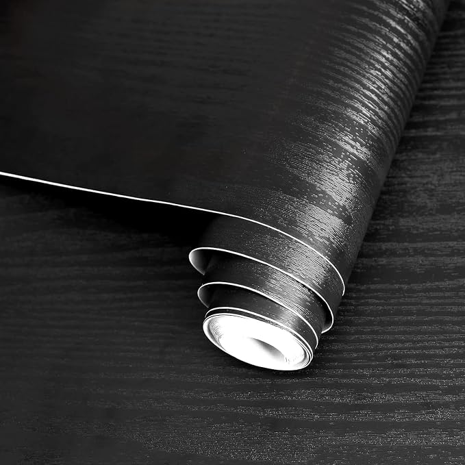 practicalWs Black Wood Wallpaper 35.4 in x 118 in Peel and Stick Wallpaper