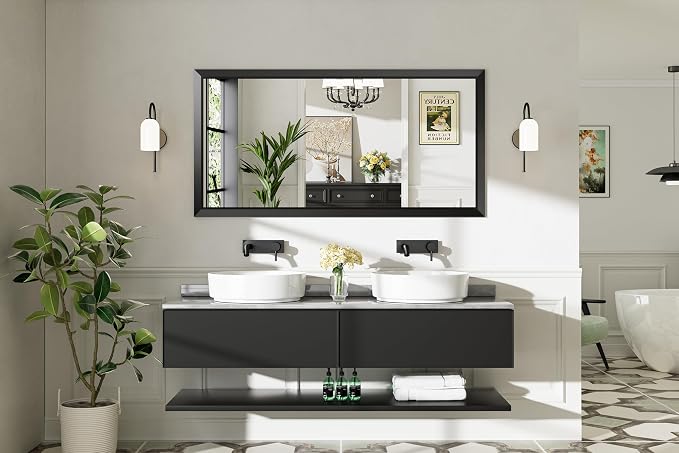 Briivue 60x28 Inch Black Bathroom Mirror