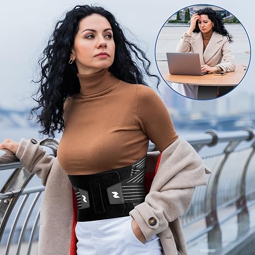 NEENCA Back Brace for Lower Back Pain Relief - Ergonomic Lumbar Support with Removable Steel Stays, Breathable Back Support Brace for Posture Correction, Sciatica, Herniated Disc, Scoliosis, Office Work, Lifting, Exercise (Black, Large)