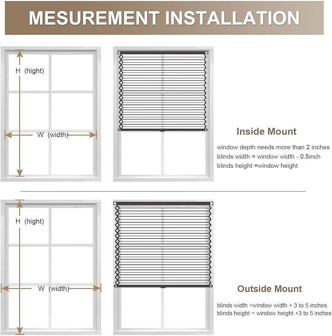 MYshade 1.5-Inch Cellular Cordless Blackout Shades,Thermal Insulating Noise Reducing Waterproof Blinds,Honeycomb Window Treatments for Indoor Light Control (Taupe-48 W x 72" H)