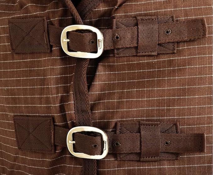 Jeffers Equine Basic Canvas Horse Blanket, 72" – Water Resistant Turnout Blanket for Horses, Pony, Draft – Breathable, Adjustable Straps, Tail Flap, Shoulder Gussets, Barn Gear - Green Tan Check