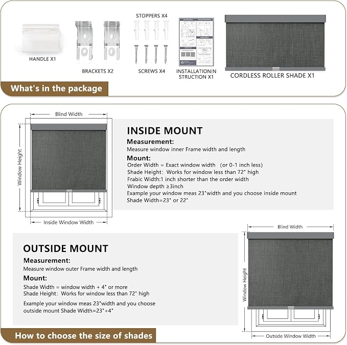 AOSKY Linen Roller Blinds Shades