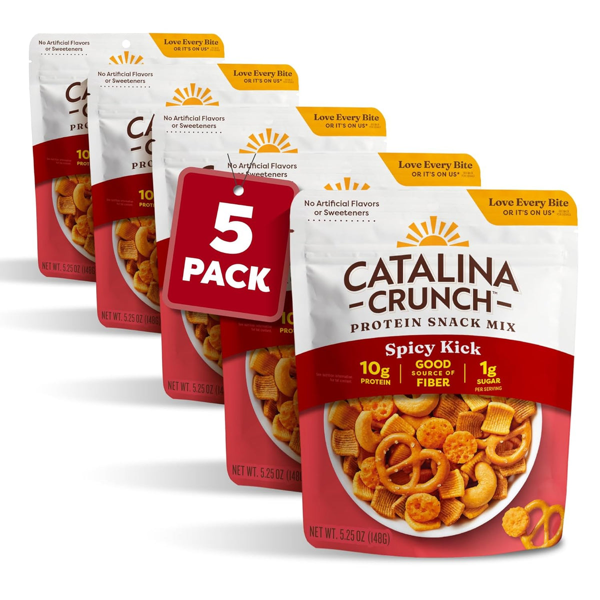 Catalina Crunch Protein Snack Mix - 10g Protein, 1g Sugar per Serving - Good Source of Fiber, Gluten Free - Spicy Kick, 5.25 Ounce Bag (Pack of 1) - Packaging May Vary