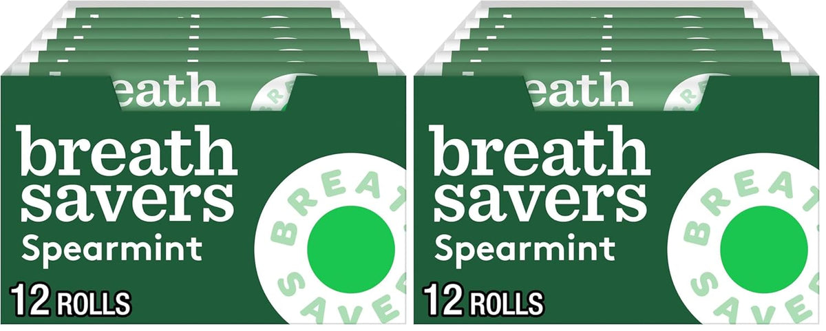 BREATH SAVERS Spearmint Flavored Sugar Free Breath Mints Rolls, .75 oz (12 Count)