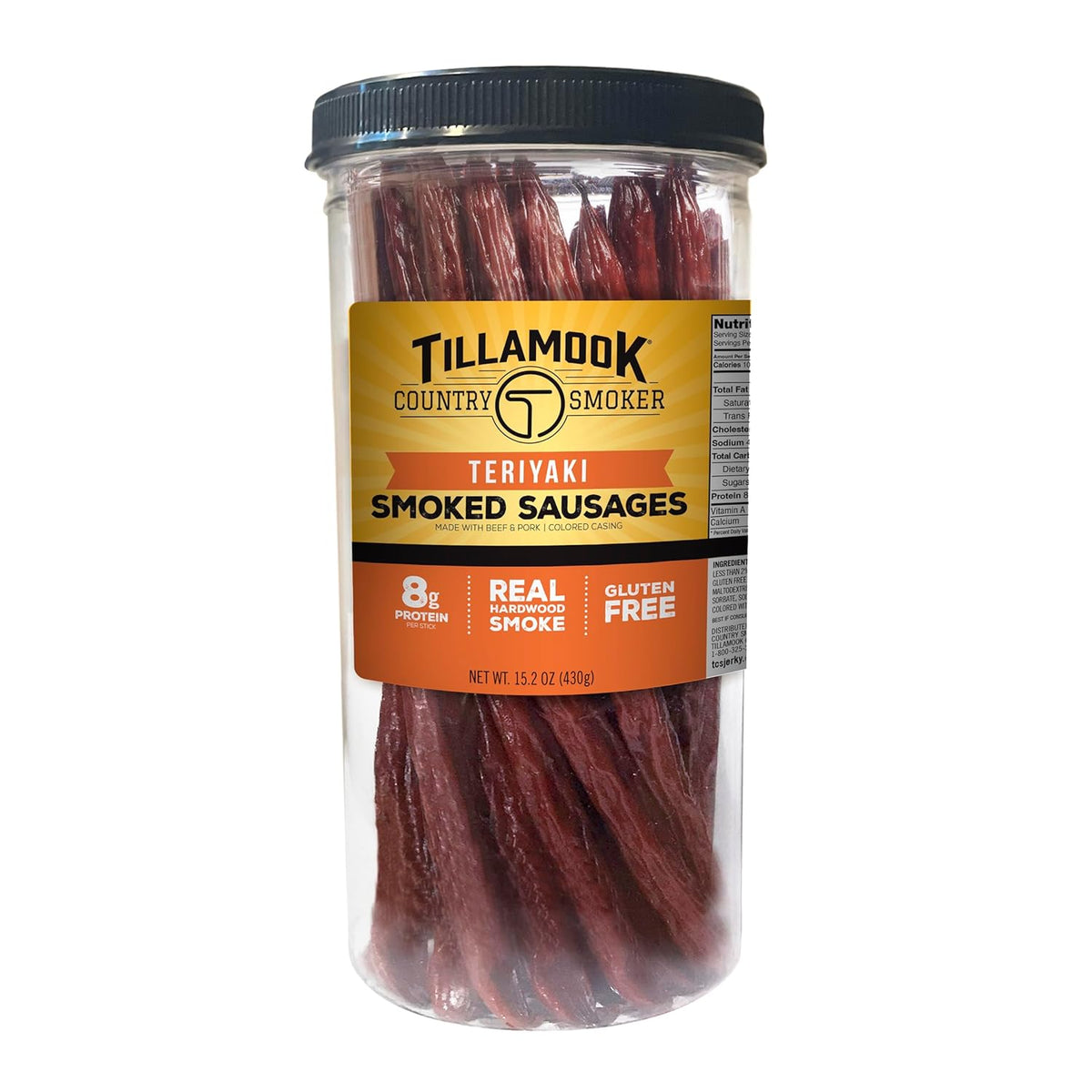 Tillamook Country Smoker Real Hardwood Smoked Sausages, Original Beef, 15.2 Ounce Tall Jar, 20 Count