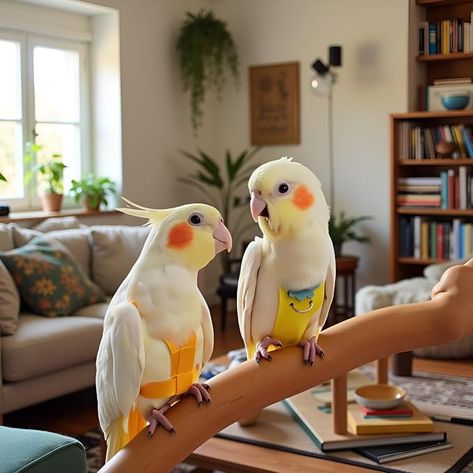 Parrot Clothes, Bird Diapers, Tiger Skin Peony, Flight Suit - Key Features for Avian Comfort and Style (Blue, S, Count, 1)