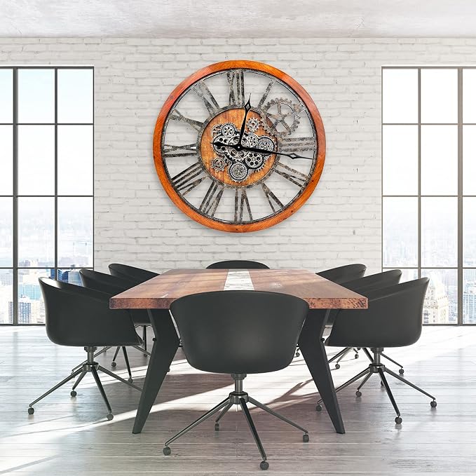 The B-Style 36" Large Moving Gear Wall Clock Oversized Vintage Farmhouse Wall