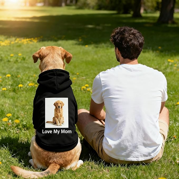 Custom Dog Hoodie, Personalized Sweatshirt with Photo Text Name Logo, Customized Hooded Sweater for Small Medium Large Dogs & Cats (Black, XXXXX-Large)