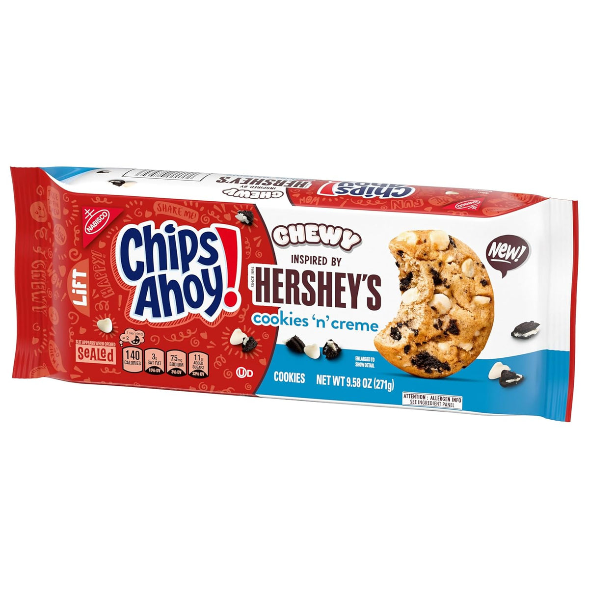 CHIPS AHOY! Chewy Hershey's Cookies 'n' Creme Bar-Inspired Cookies, 9.58 oz