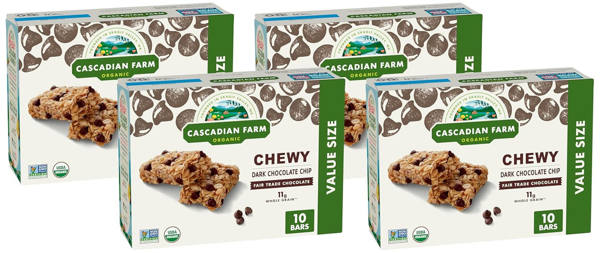 Cascadian Farm Organic Chewy Granola Bars, Dark Chocolate Chip, Value Size, 10 Bars, 12.3 oz