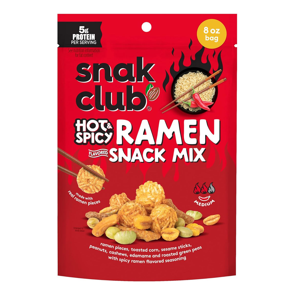 Snak Club Peanut Butter Chocolate Trail Mix with Peanuts, Peanut Butter M&M’S, Toffee Peanuts, and Pretzels, 11 oz Resealable Bag