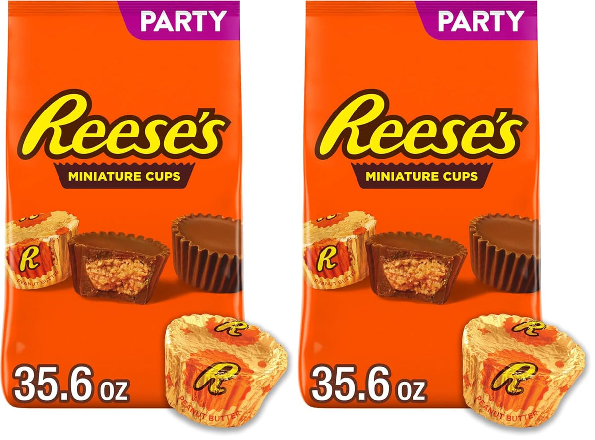 REESE'S Miniatures Milk Chocolate Peanut Butter Cups, Candy Party Pack, 30 oz