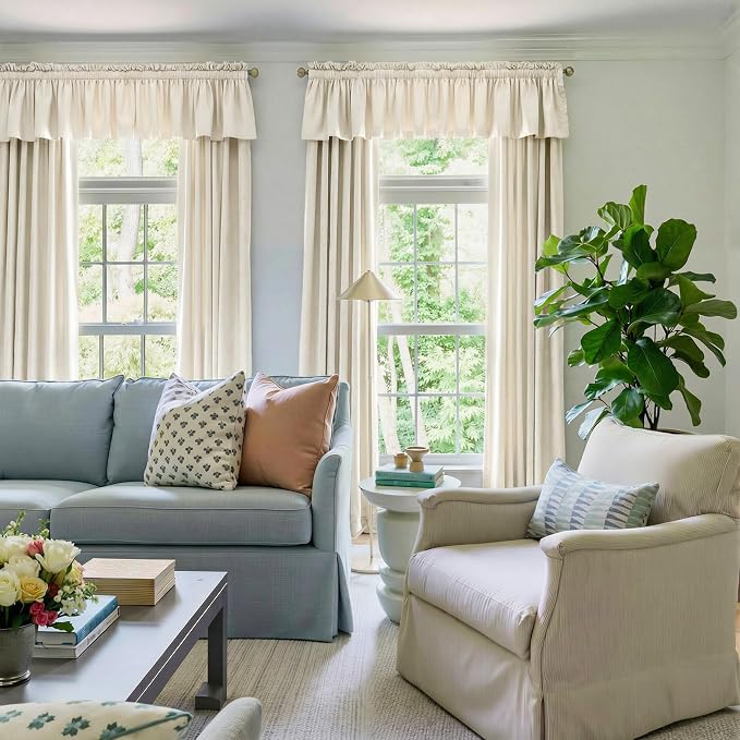 NICETOWN Ivory White Velvet Valance Curtain