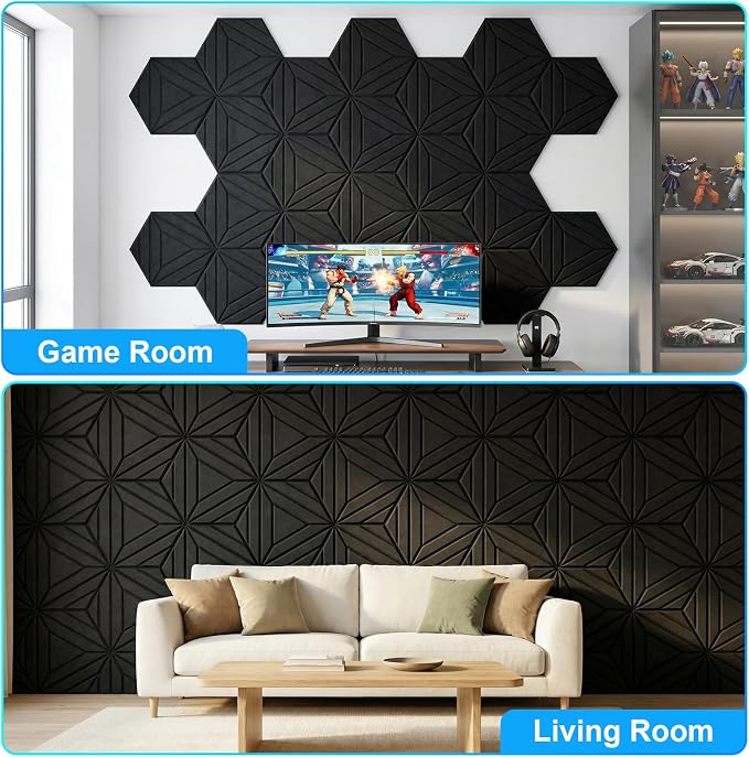12 Pack Hexagon Acoustic Panels, DIY Sound Proof Foam Panels